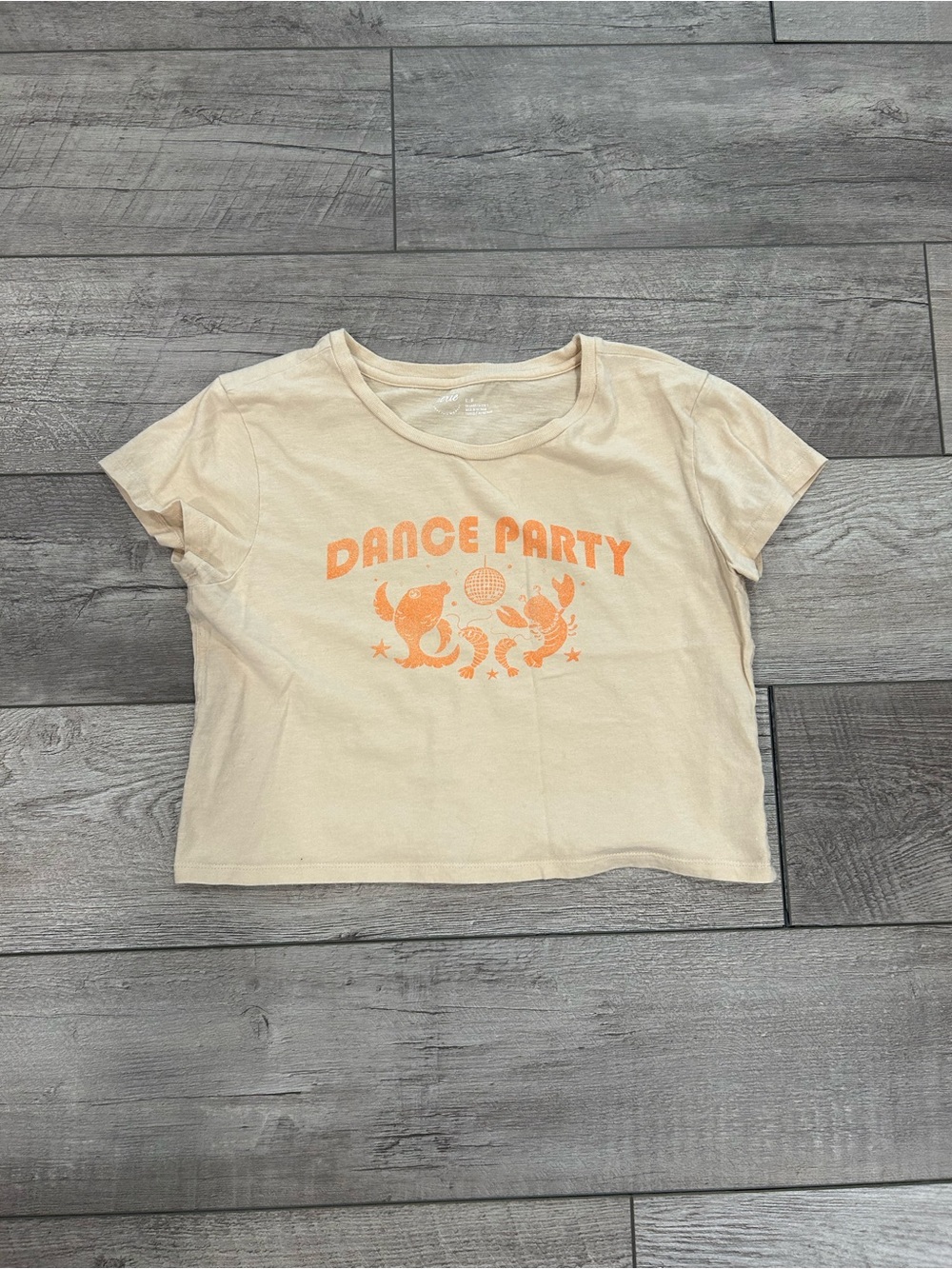 Aerie Dance Party Lobster Graphic Tee - Cream with Orange Print